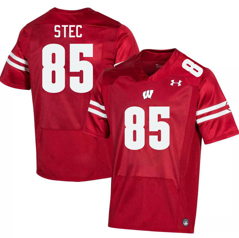 Men #85 Grant Stec Wisconsin Badgers College Football Jerseys Stitched-Red